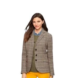 Talbots Brown Plaid 3-button Wool Blend Blazer Size 10 P